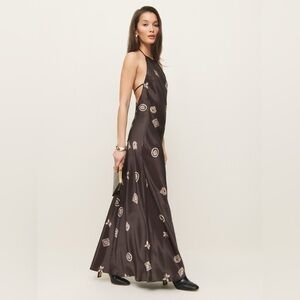 Reformation Brown Maxi Dress with Cream Accents